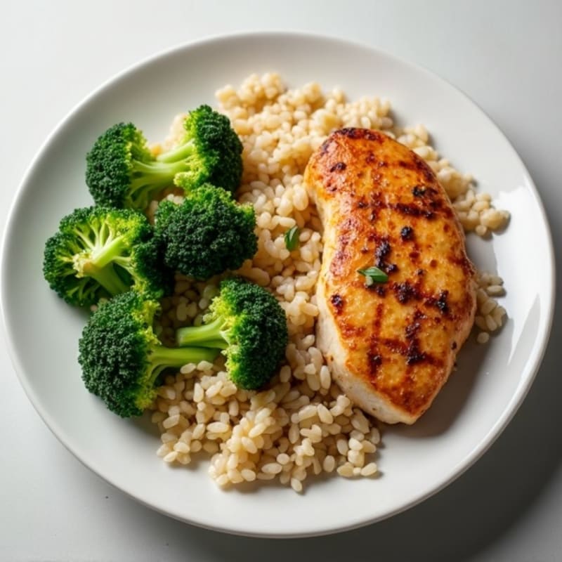 Grilled Turkey Breast with Brown Rice and Steamed Broccoli