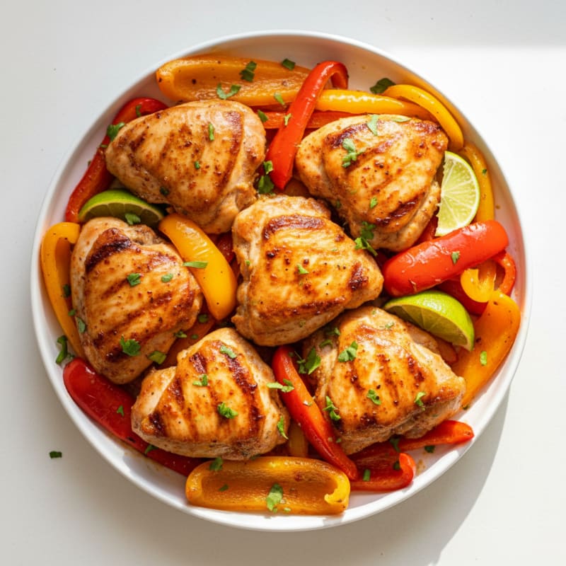 Spicy Chili-Lime Chicken Thighs with Roasted Peppers
