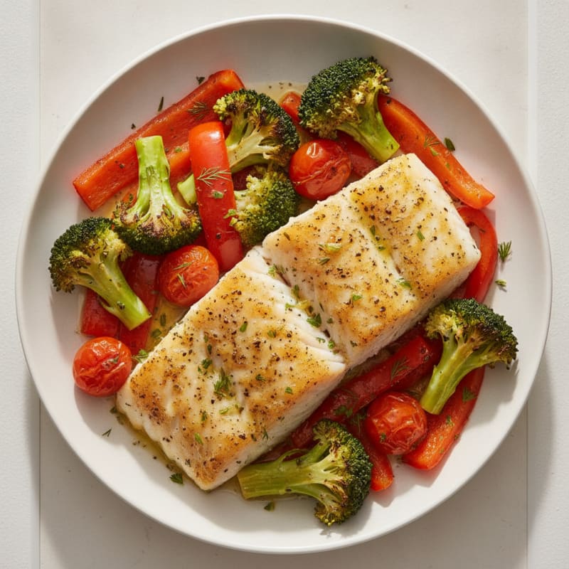 Lemon-Herb Baked Cod with Roasted Vegetables