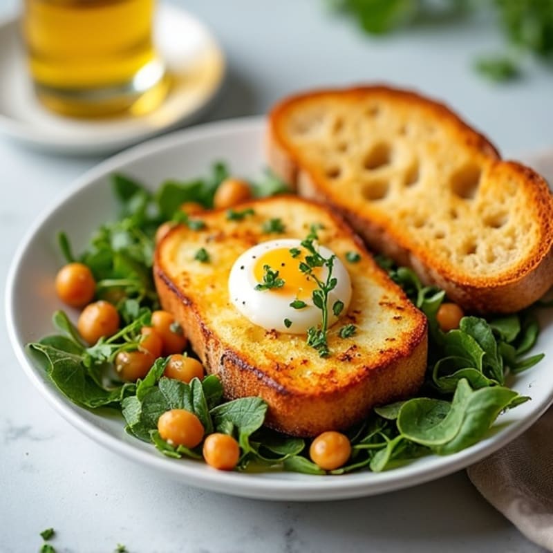 Golden Pan-Seared Halloumi with Fresh Herb Salad and Toasted Brioche Baguette