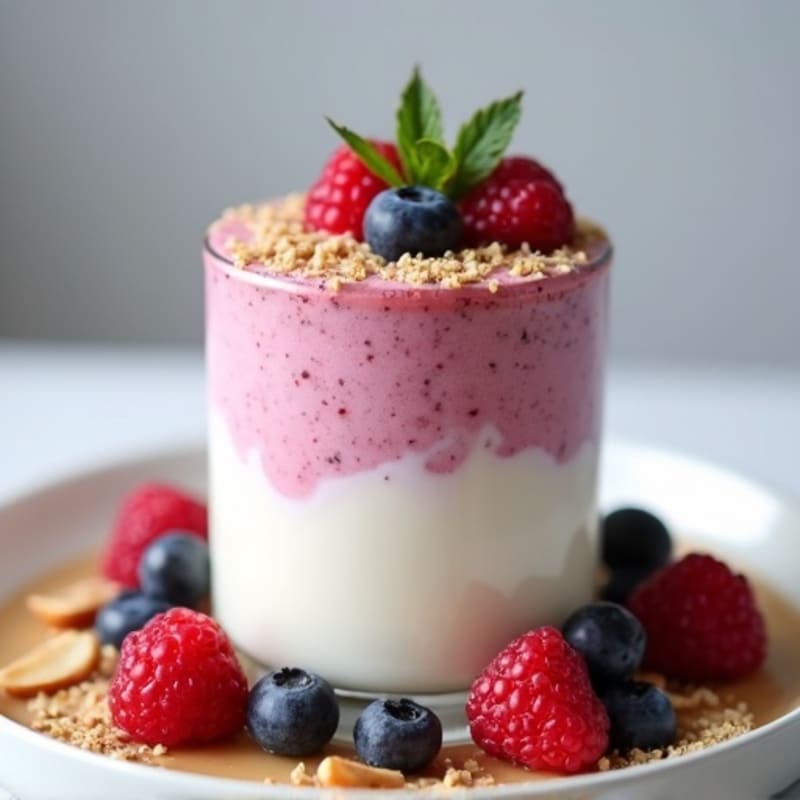 Greek Yogurt Protein Mousse with Mixed Berries