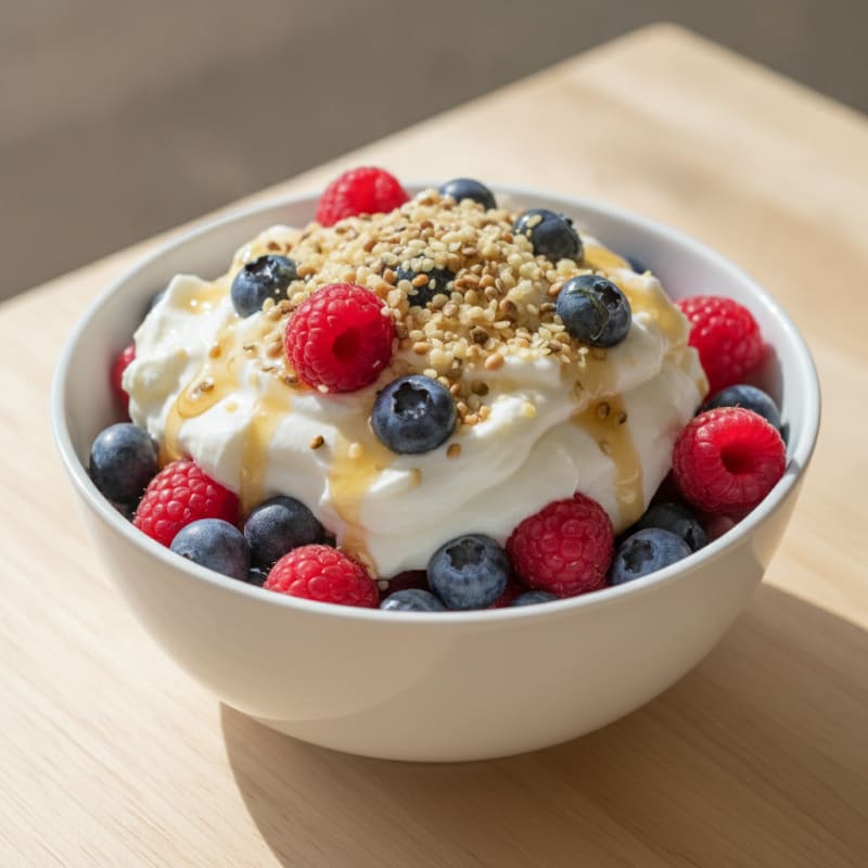 High-Protein Berry and Hemp Parfait