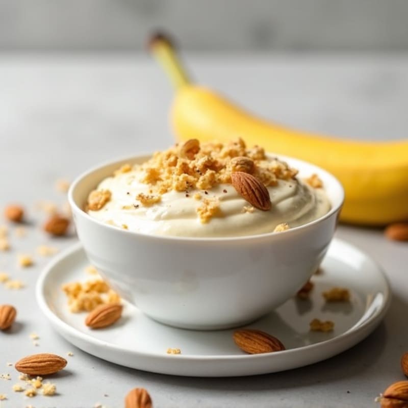 Creamy Banana Protein Yogurt with Chopped Nuts