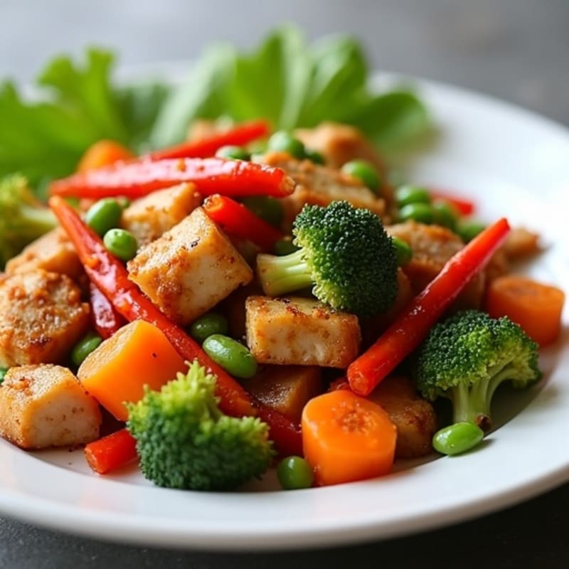 Crispy Garlic Ginger Chicken Stir Fry with Vibrant Vegetables