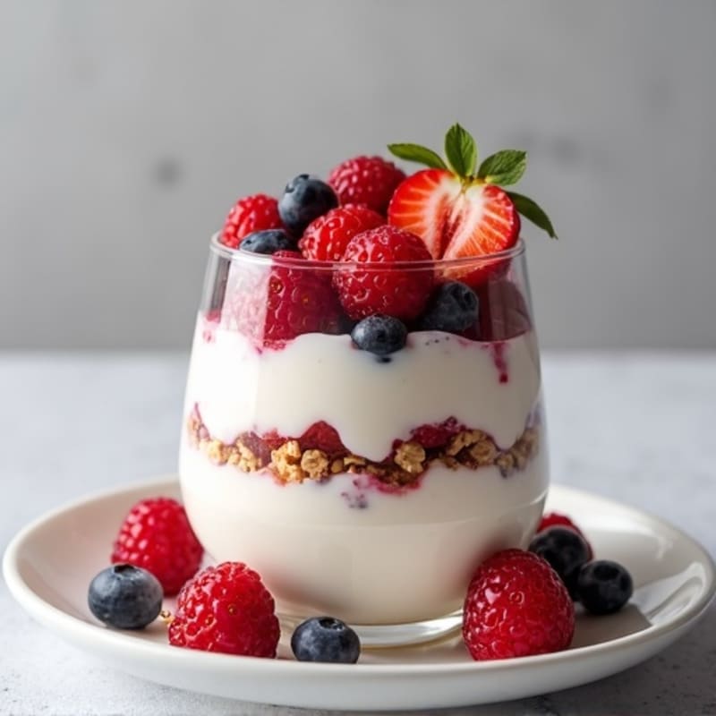 Greek Yogurt Protein Parfait with Mixed Berries