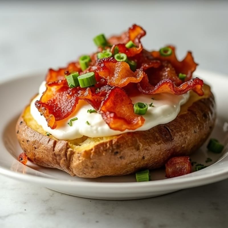 Crispy Twice-Baked Potato with Turkey Bacon