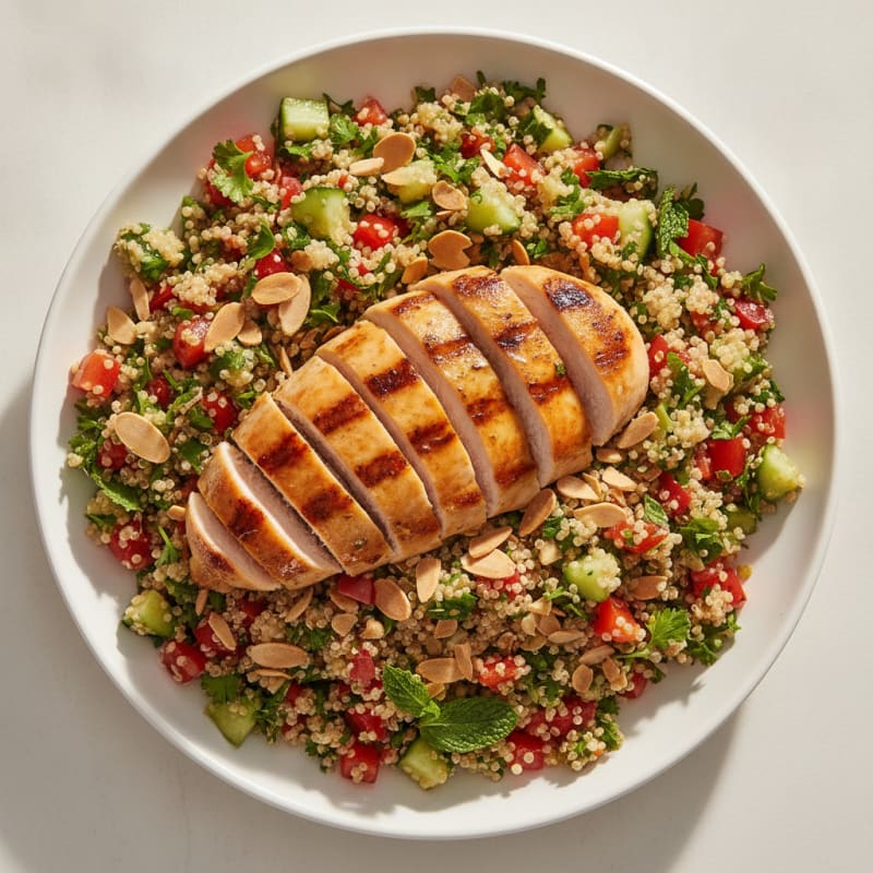 Grilled Chicken Breast with Crunchy Quinoa Salad