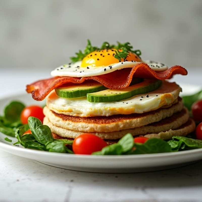 Crispy Turkey Bacon and Avocado Stack with Greens