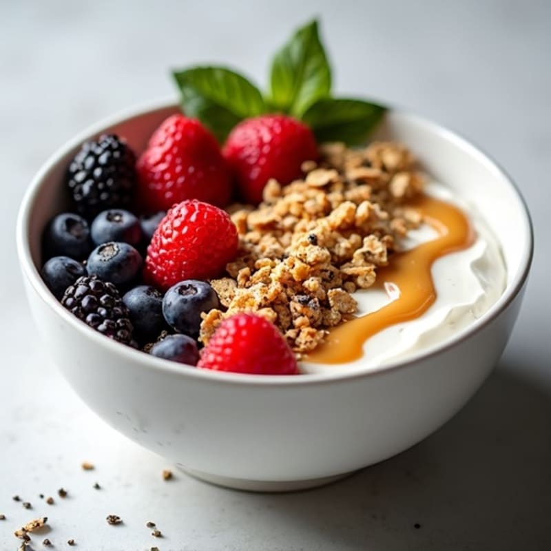 Greek Yogurt Bowl with Mixed Berries and Almond Butter