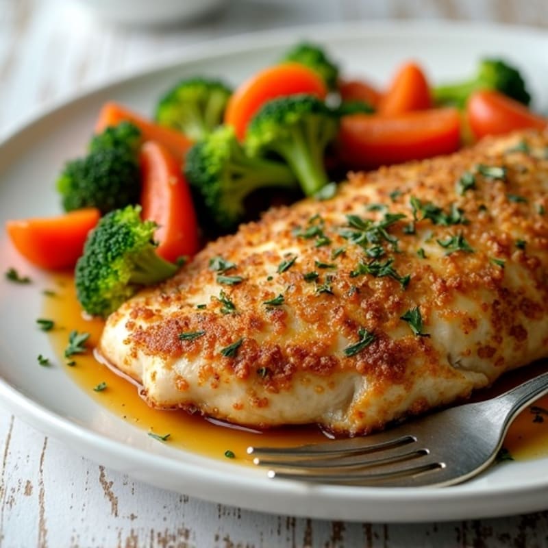 Herb-Crusted Pan Seared Chicken with Roasted Vegetables