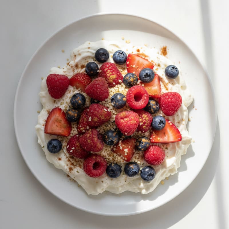 Greek Yogurt Protein Pudding with Mixed Berries