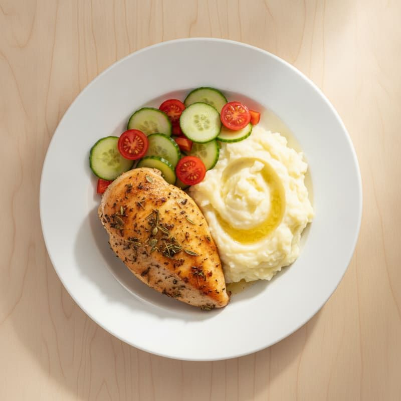Herb-Roasted Chicken Breast with Creamy Mashed Potatoes