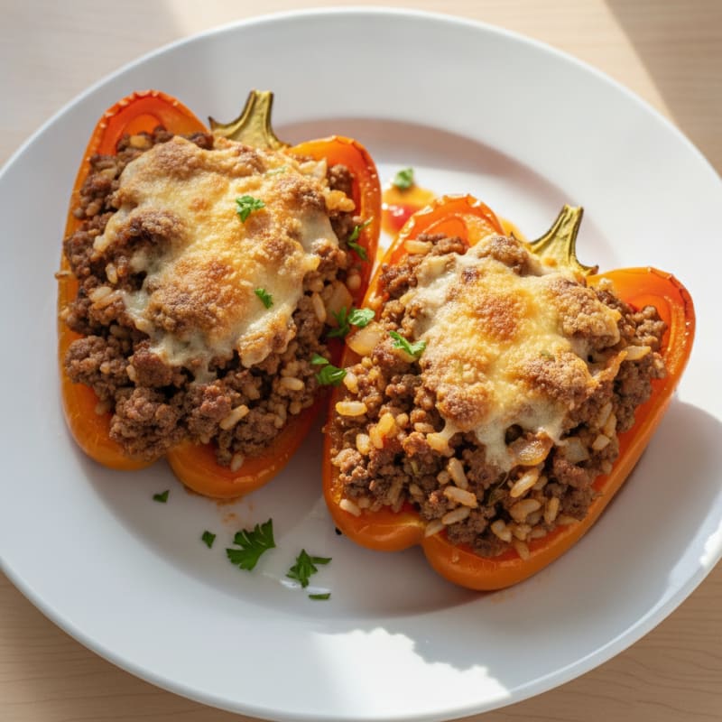 Beef and Rice Stuffed Bell Peppers