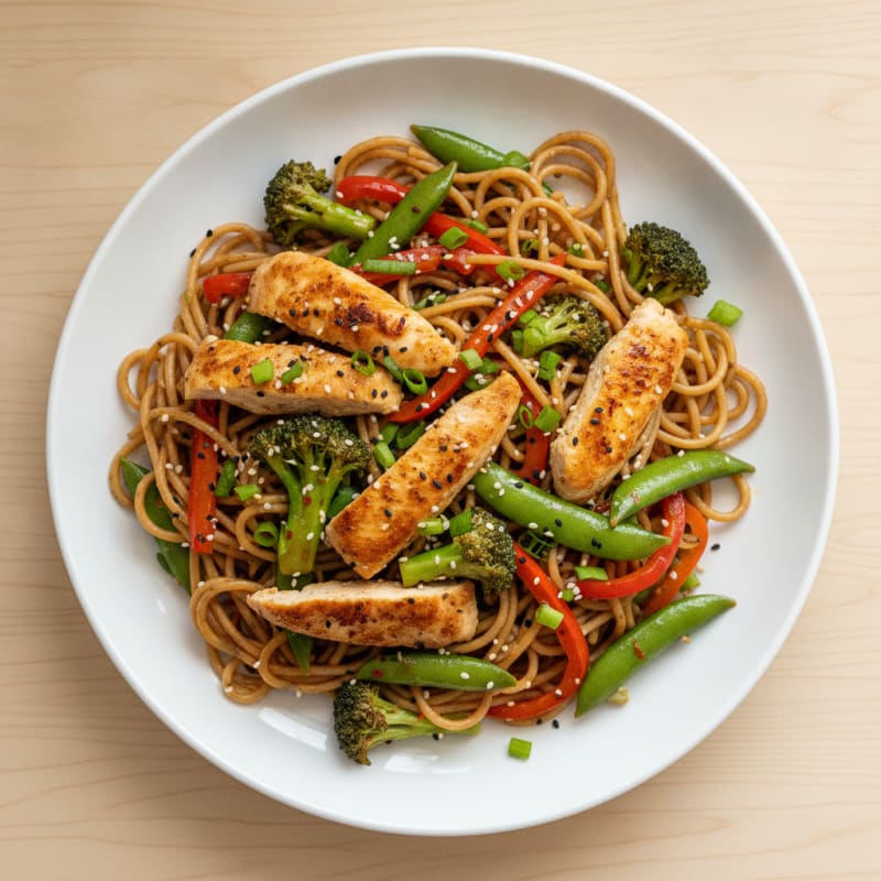 Chicken and Vegetable Spaghetti Stir-Fry