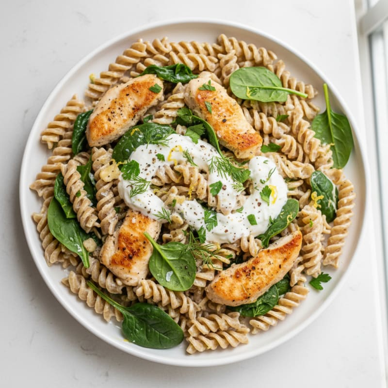Creamy Zesty Yogurt Pasta with Herbs