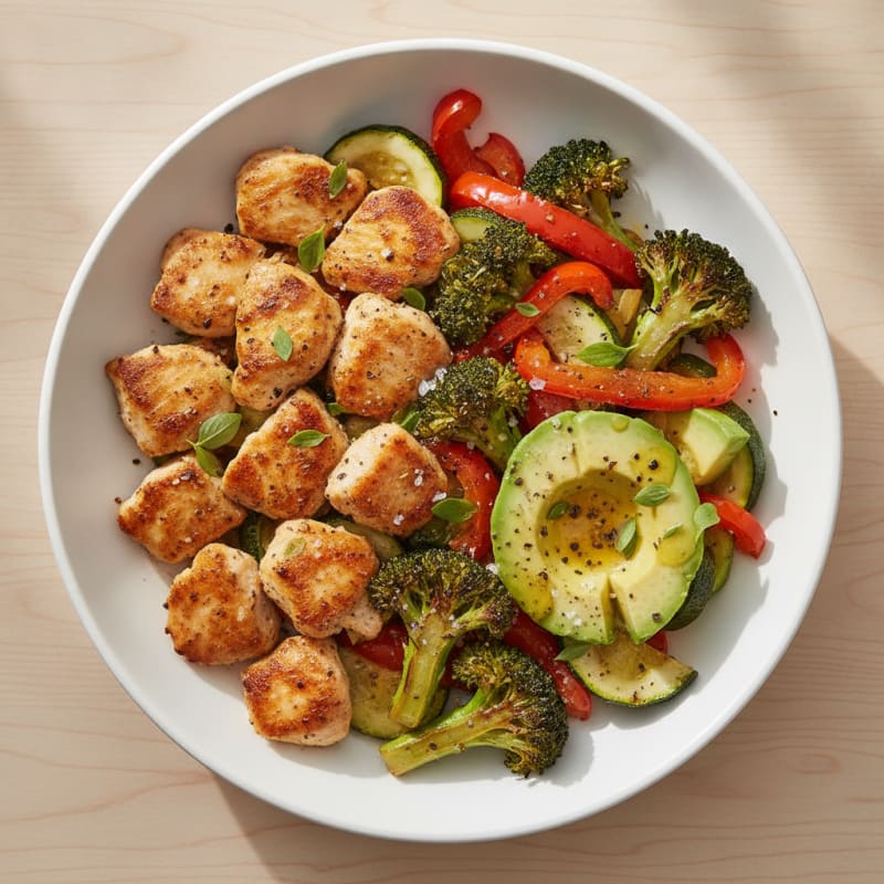 Chicken and Roasted Vegetable Keto Bowl