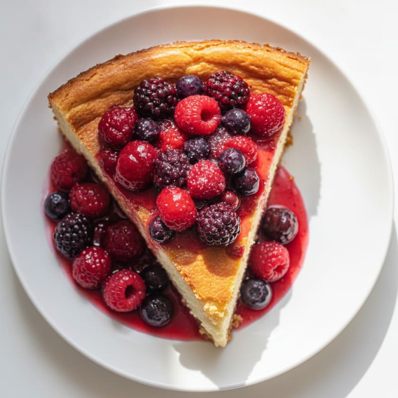 Greek Yogurt Protein Cheesecake with Mixed Berries