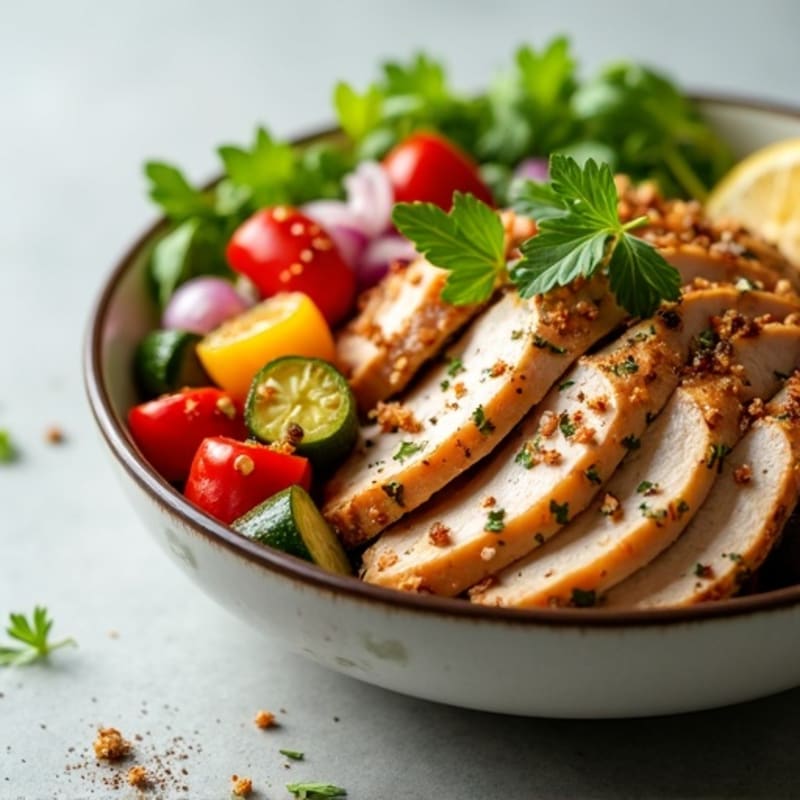 Herb-Spiced Chicken Shawarma Bowl with Roasted Vegetables