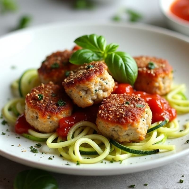 Herb-Crusted Lean Turkey Meatballs with Zucchini Noodles