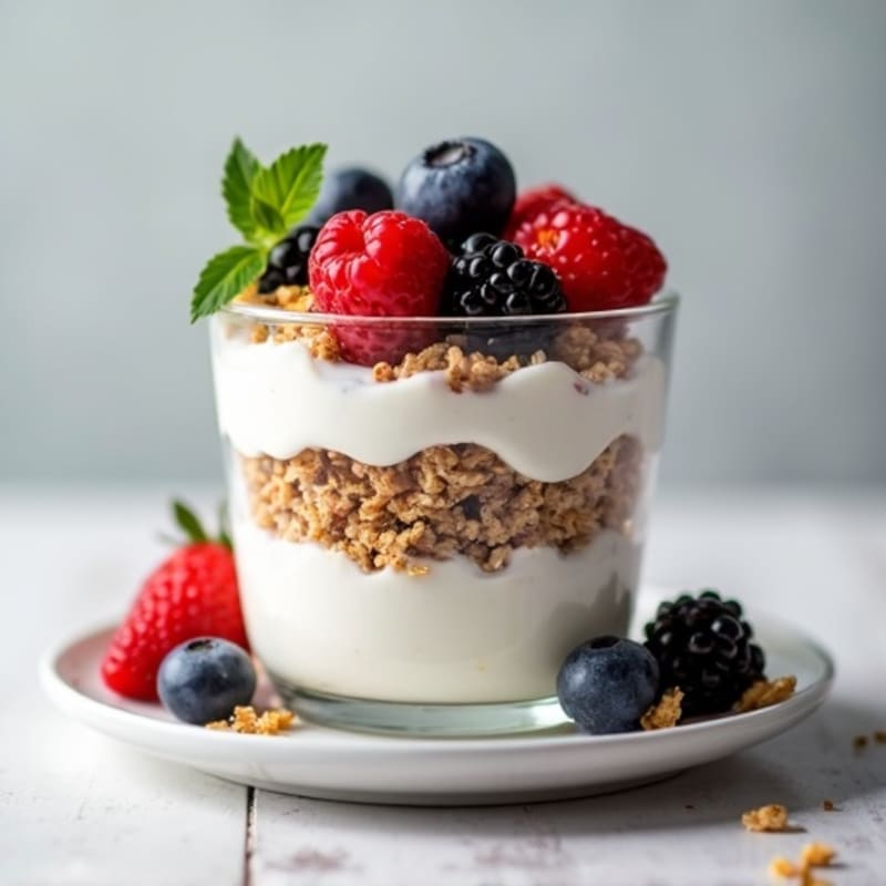 Greek Yogurt Parfait with Mixed Berries and Chia Seeds