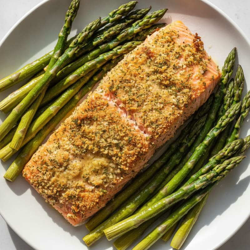 Herb-Crusted Salmon with Roasted Asparagus