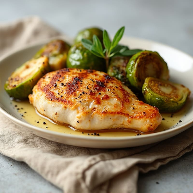 Seared Chicken Breast with Roasted Brussels Sprouts