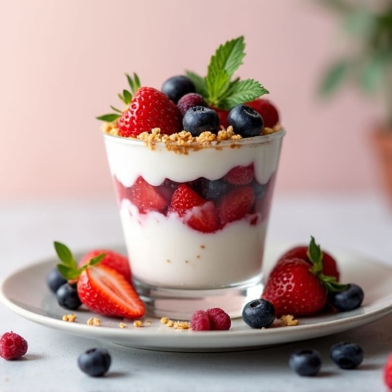 Greek Yogurt Protein Parfait with Mixed Berries and Almond Butter