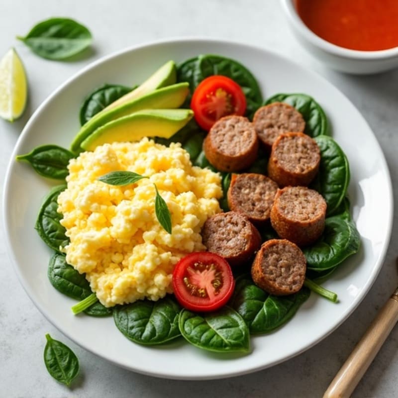 Egg White and Turkey Sausage Scramble with Spinach