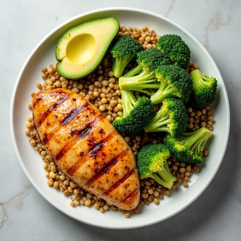 Grilled Chicken Breast with Quinoa, Roasted Broccoli & Avocado