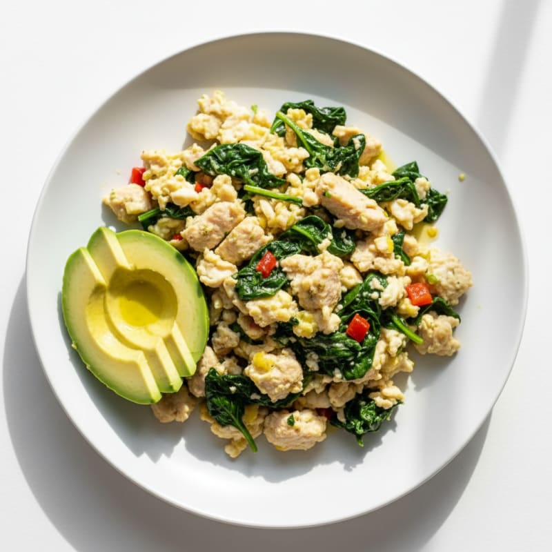 Egg White and Turkey Breast Scramble with Spinach
