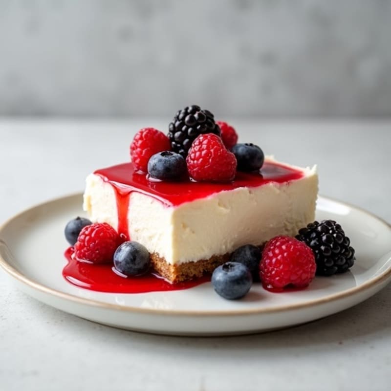 Greek Yogurt Protein Cheesecake with Mixed Berries