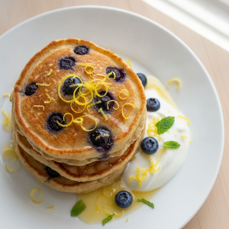 Blueberry Ricotta Pancakes with Lemon Zest