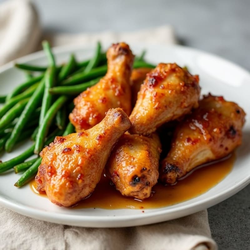 Crispy Baked Honey-Glazed Chicken Wings with Roasted Green Beans