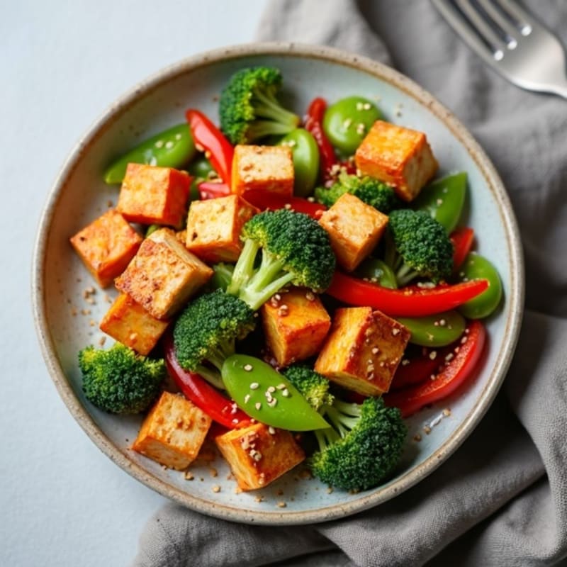Crispy Sesame Tofu and Vegetable Stir-Fry