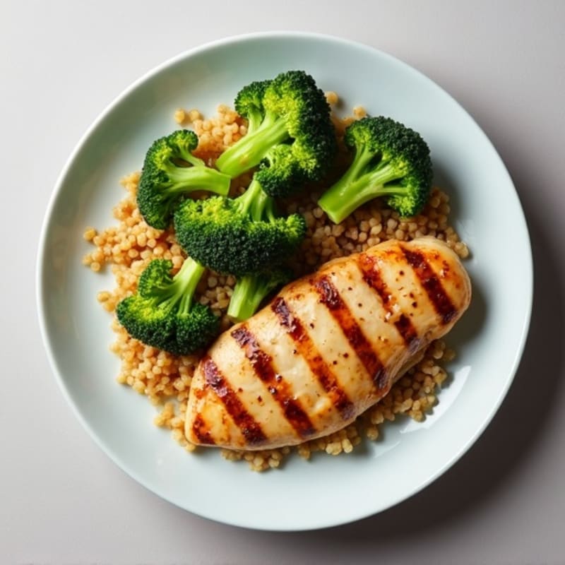 Grilled Chicken Breast with Roasted Broccoli and Quinoa
