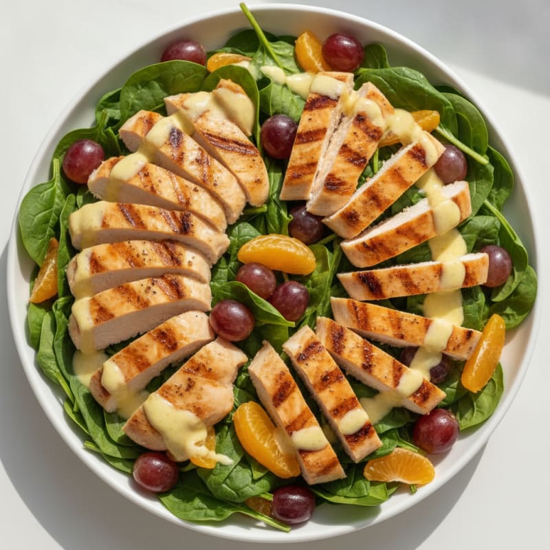 Grilled Chicken Breast with Grape and Spinach Salad