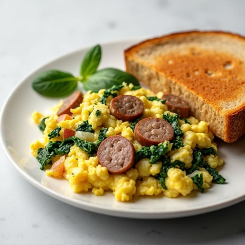 Egg White Scramble with Spinach and Turkey Sausage
