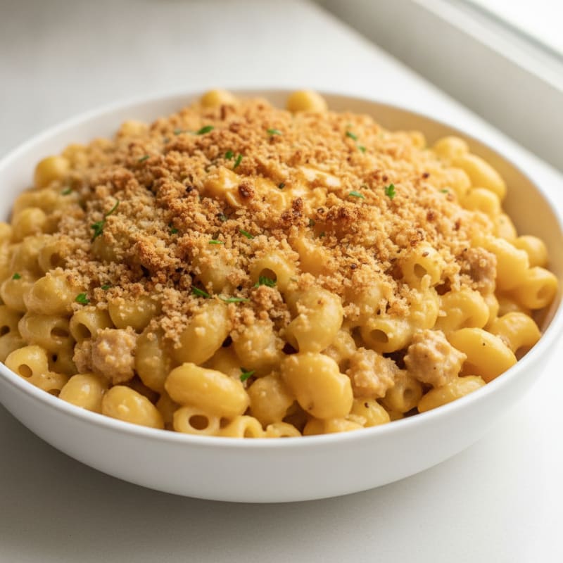 Baked Cheddar Macaroni with Crispy Topping