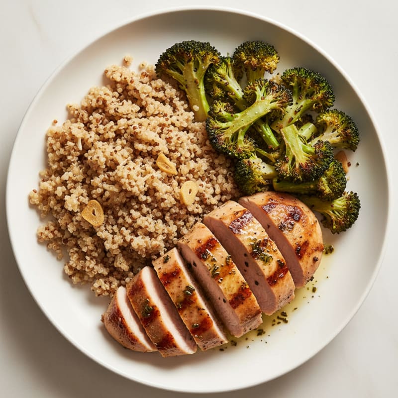 Grilled Turkey Breast with Roasted Broccoli and Quinoa