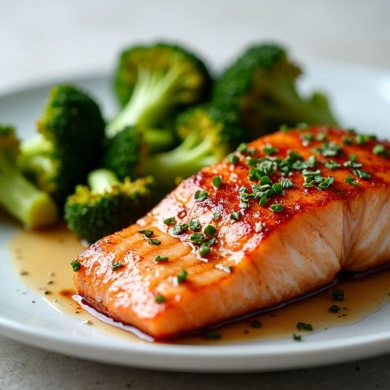 Crispy Pan-Seared Teriyaki Salmon with Roasted Broccoli