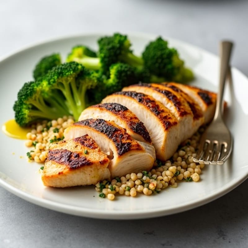 Grilled Chicken Breast with Quinoa and Steamed Broccoli
