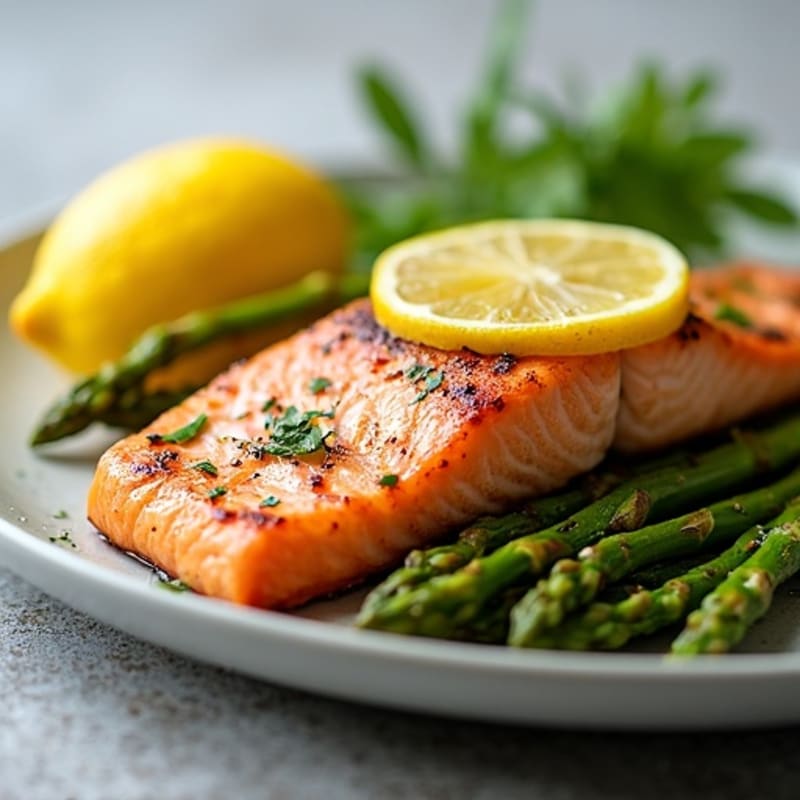 Lemon Herb Grilled Salmon with Roasted Asparagus