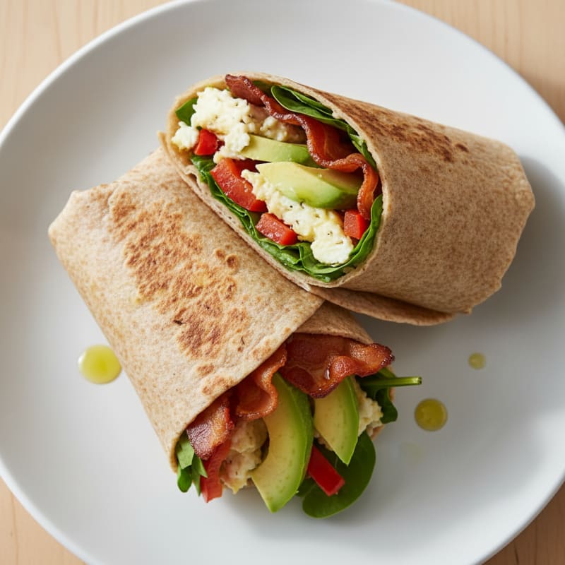 Crispy Turkey Bacon and Egg White Breakfast Wrap
