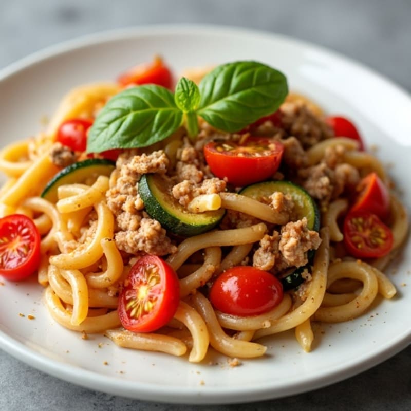 Whole Wheat Pasta with Lean Ground Turkey and Hearty Vegetable Marinara
