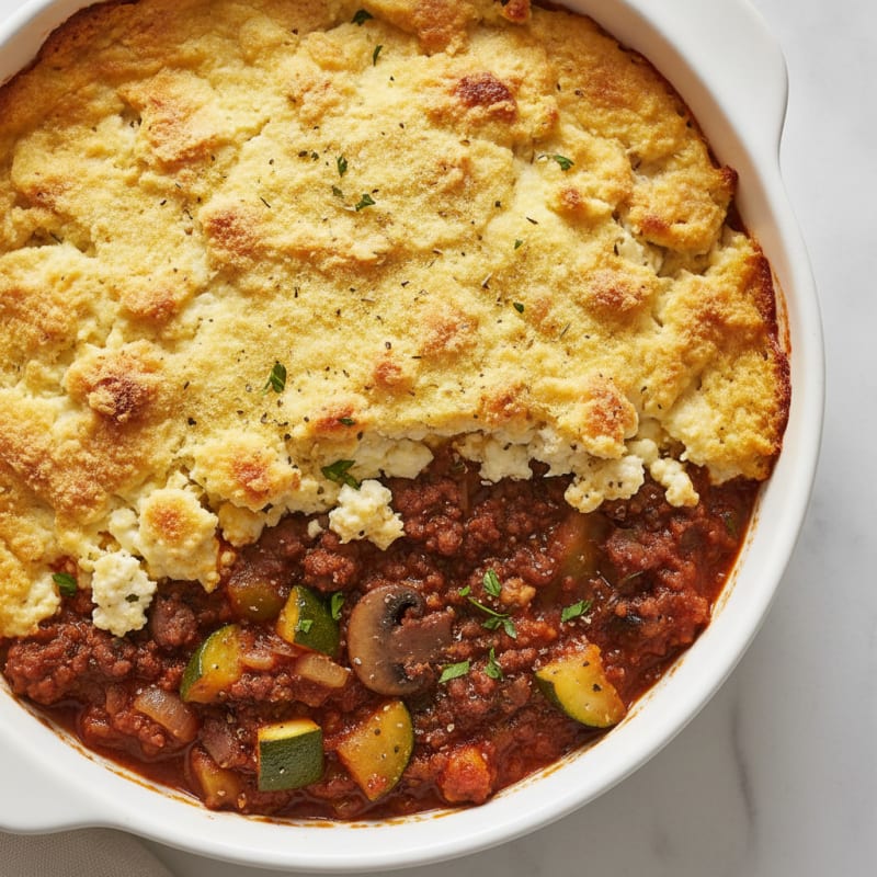 Savory Soya Mince and Garden Vegetable Bake