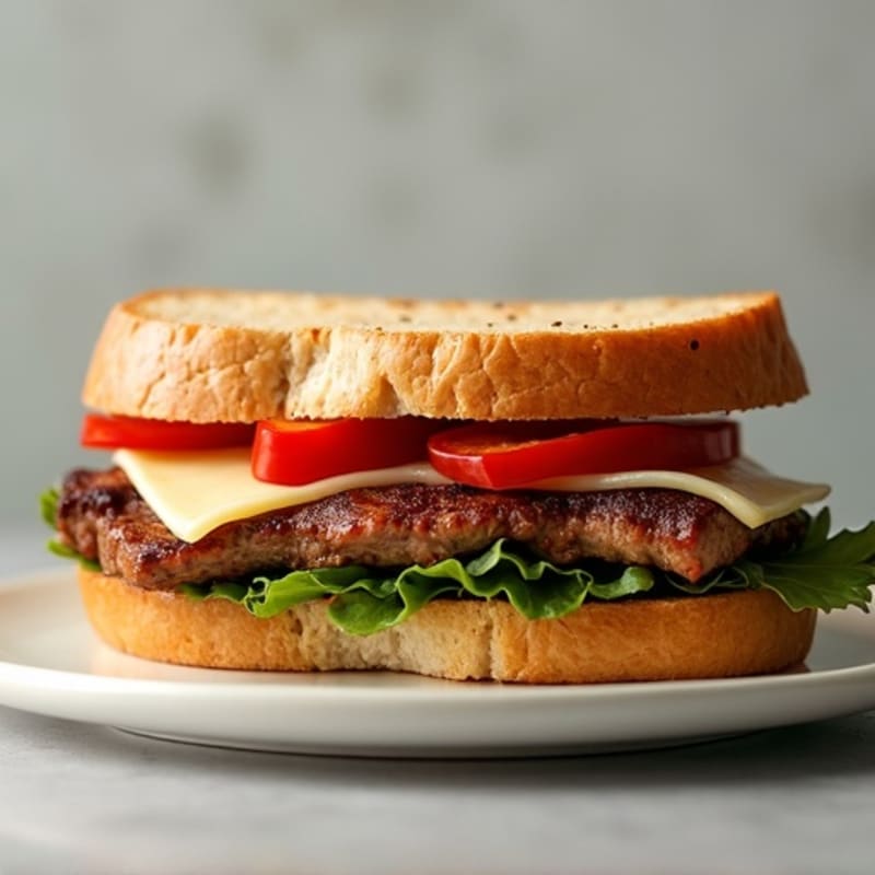 Lean Steak and Bell Pepper Sandwich with Melted Provolone