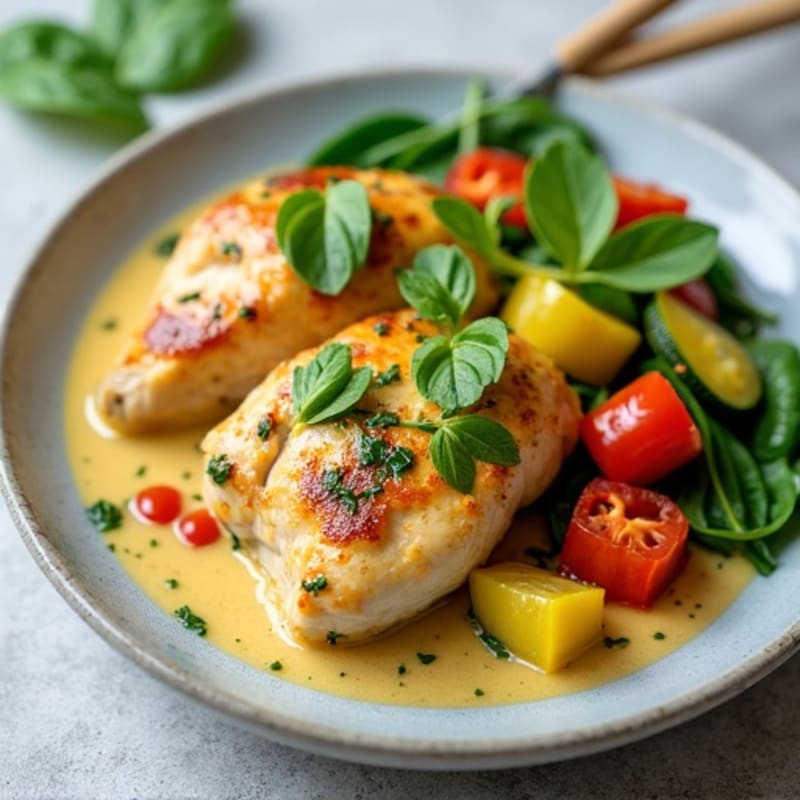 Creamy Coconut Green Curry Chicken with Fresh Vegetables