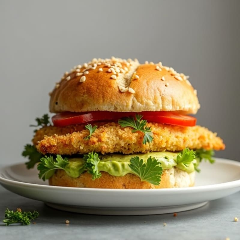 Crispy Herb-Crusted Chicken Sandwich with Avocado Spread