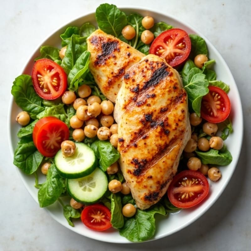 Grilled Chicken Salad with Chickpeas and Lemon-Tahini Dressing