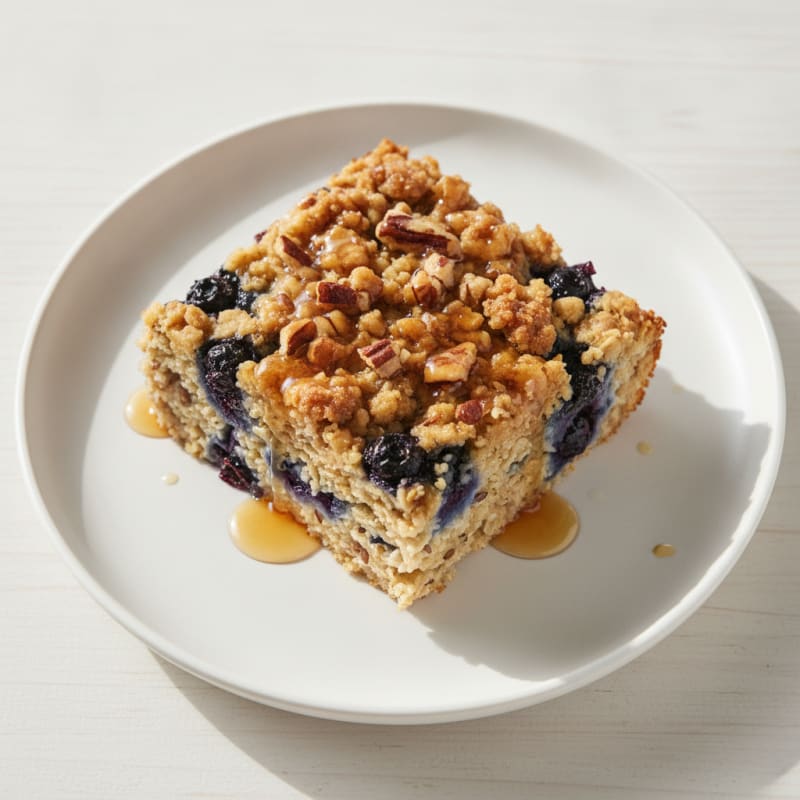 Blueberry Maple Pecan Oatmeal Bake